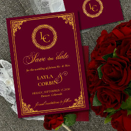 Klassischer Goldrahmen Royal Monogram Hochzeit Save The Date