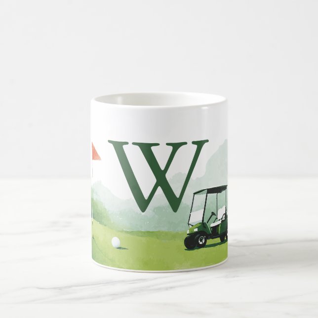 Klassischer Golf Buggy mit individuellem Monogramm Kaffeetasse (Mittel)