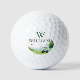 Klassischer Golf Buggy mit individuellem Namen und Golfball