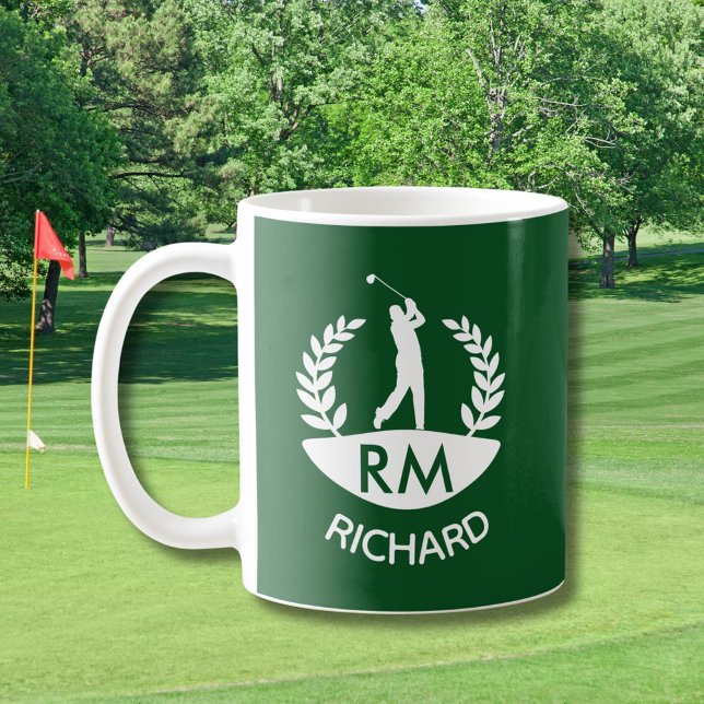 KLASSISCHER GOLFER MONOGRAMM NAME KAFFEETASSE (Von Creator hochgeladen)