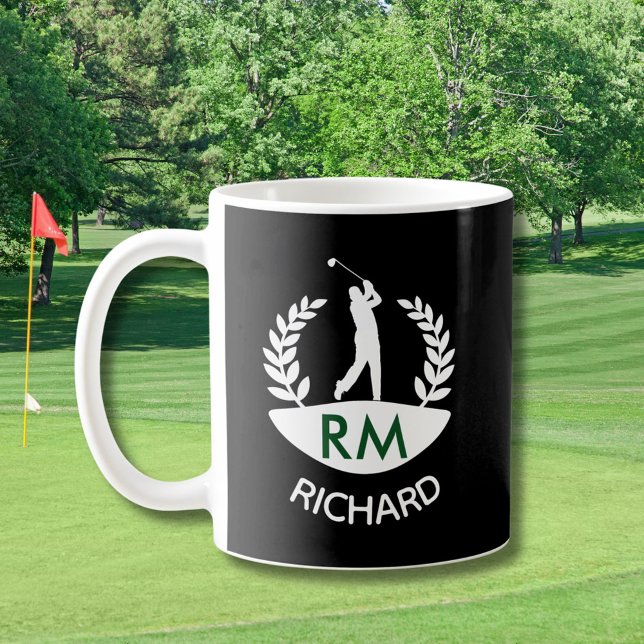 KLASSISCHER GOLFER MONOGRAMM NAME KAFFEETASSE (Von Creator hochgeladen)