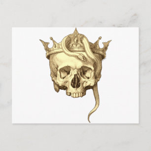 Klassischer gotischer Totenkopf und Schlangenkrone Postkarte