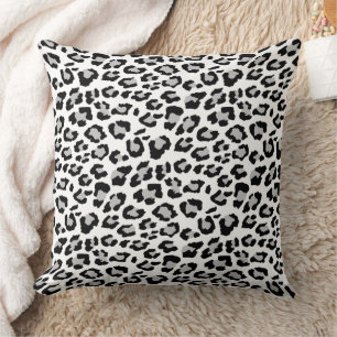Klassischer Grau-Schwarz-Leopard-Tierdruck Kissen