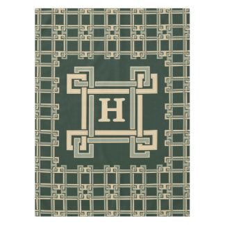 Klassischer griechischer Schlüssel-Monogramm in Wa Tischdecke