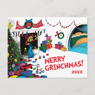 Klassischer Grinch Grinch im Schornstein Feiertagspostkarte