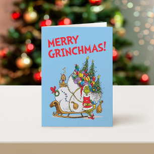 Klassischer Grinch Grinch & Max mit Schlitten Feiertagskarte
