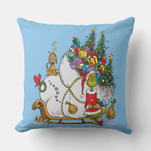 Klassischer Grinch Grinch & Max mit Schlitten Kissen