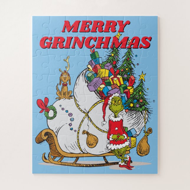 Klassischer Grinch | Grinch & Max mit Schlitten Puzzle (Vertikal)