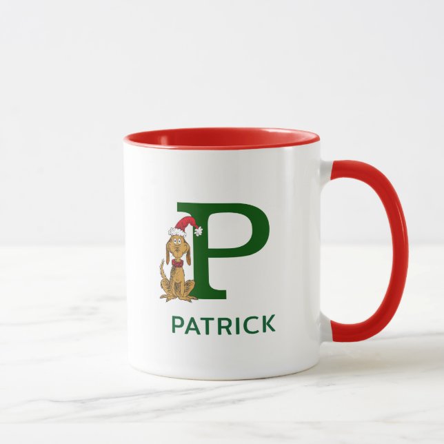 Klassischer Grinch Max | Name & Monogramm P Tasse (Rechts)