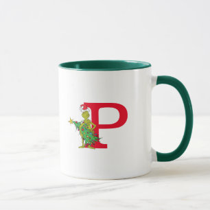 Klassischer Grinch   Unartiges Monogramm P Tasse