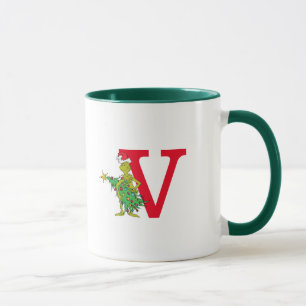Klassischer Grinch Unartiges Monogramm V Tasse