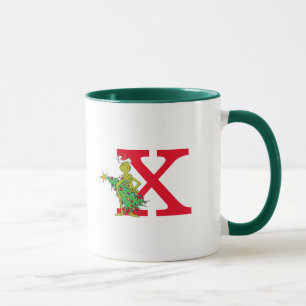 Klassischer Grinch   Unartiges Monogramm X Tasse