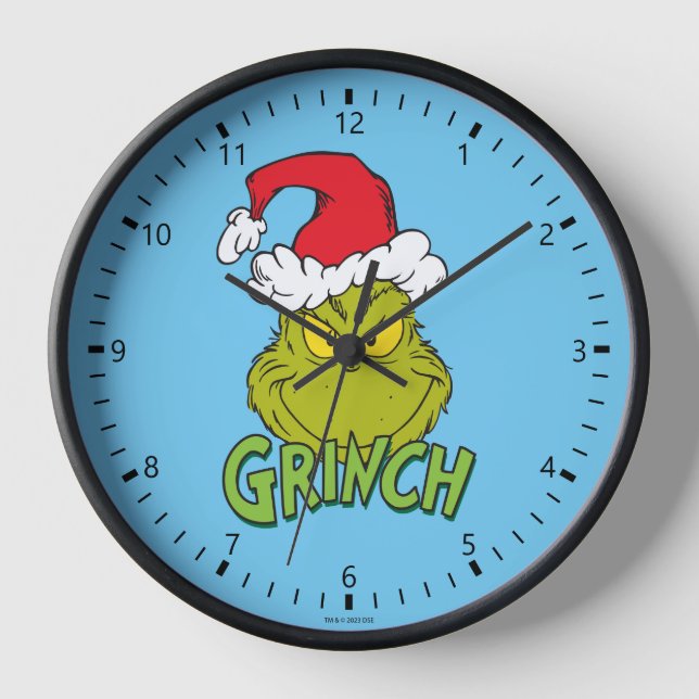Klassischer Grinch | Ungezogen oder Nett Uhr (Vorderseite)