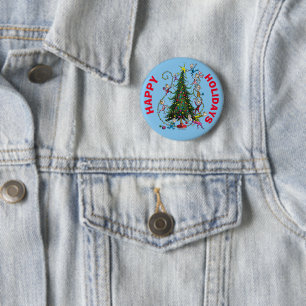 Klassischer Grinch Weihnachtsbaum Button
