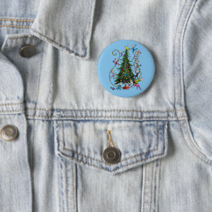 Klassischer Grinch Weihnachtsbaum Button