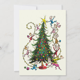 Klassischer Grinch Weihnachtsbaum-Feiertagsfoto Feiertagskarte