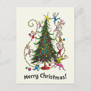 Klassischer Grinch Weihnachtsbaum Feiertagspostkarte