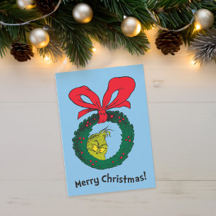 Klassischer Grinch   Weihnachtskranz Feiertagskarte