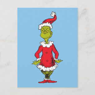Klassischer Grinch Weihnachtsmann Feiertagspostkarte