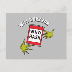 Klassischer Grinch   Wird für Who Hash Quote arbei Postkarte