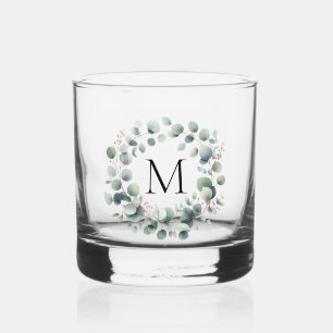 Klassischer grüner Eukalyptus-Blumenkranz Whiskyglas