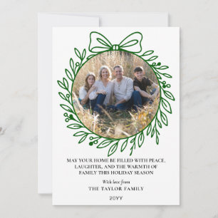 Klassischer grüner handgezeichneter Bogenkranz Wei Feiertagskarte