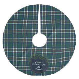 Klassischer grüner Tartan-Karo-Tannenbaumskleid Polyester Weihnachtsbaumdecke