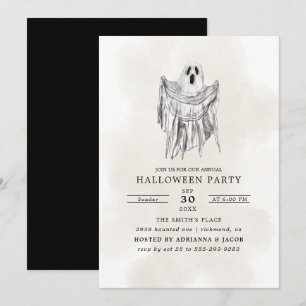 Klassischer Gruselwald-Geister-Halloween Einladung
