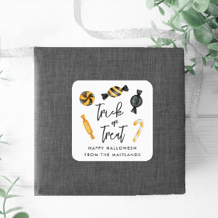 Klassischer Halloween Candy Trick oder Treat Quadratischer Aufkleber