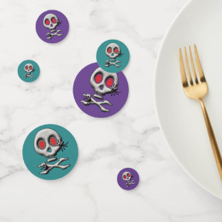 Klassischer Halloween-Schädel mit gruseligen Spinn Konfetti