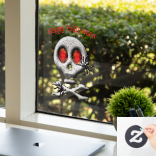 Klassischer Halloween-Schreckschädel und gruselige Fensteraufkleber