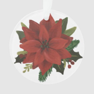 Klassischer handgemalter Poinsettia-Feiertag Ornament