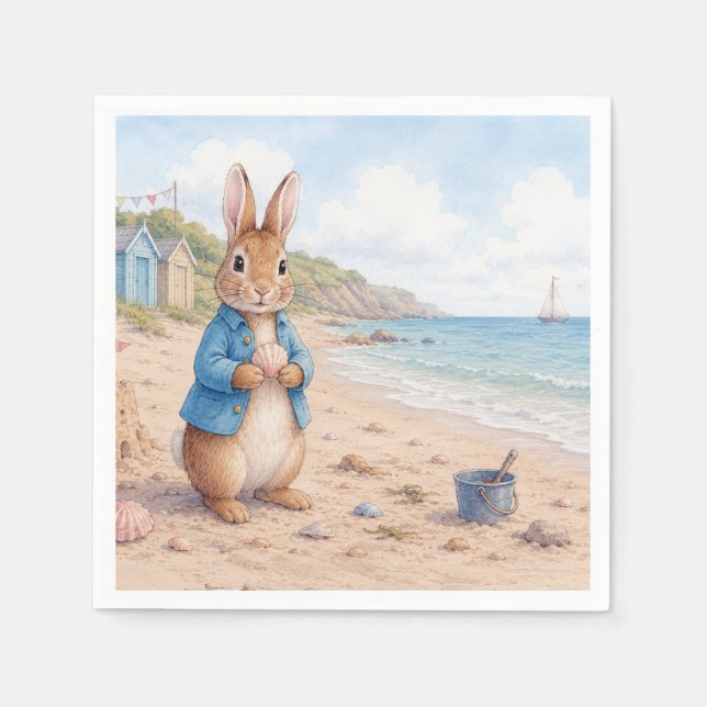 Klassischer Hase an einem Sandstrand Serviette (Vorderseite)