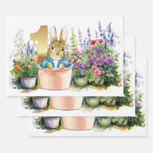 Klassischer Hase Erster Geburtstag Geschenkpapier Set