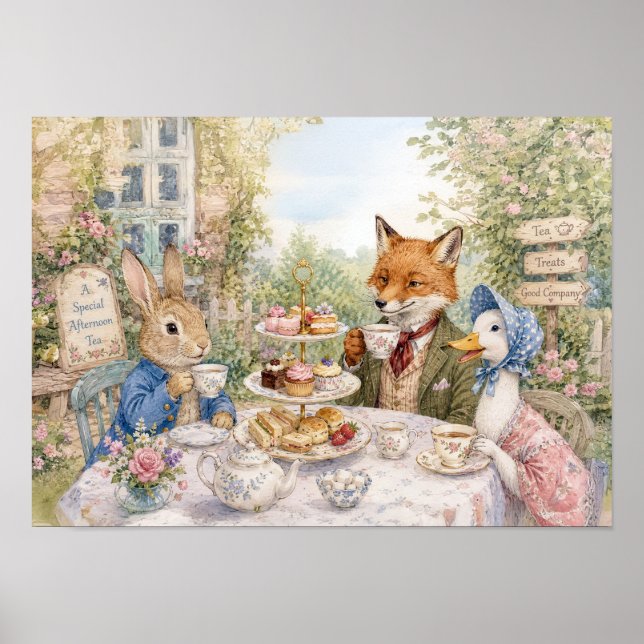 Klassischer Hase Fuchs & Ente Poster (Vorne)