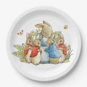 Klassischer Hase im blauen Jackett Pappteller