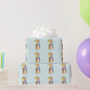 Klassischer Hase in blauer Jacke Erster Geburtstag Geschenkpapier