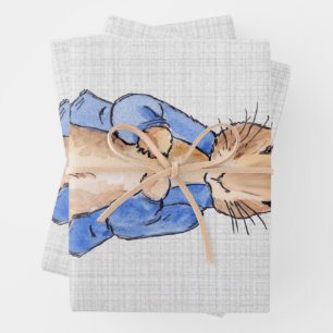 Klassischer Hase in blauer Jacke Geschenkpapier Set