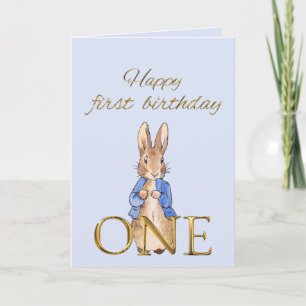 Klassischer Hase in blauer Jacke Karte