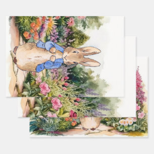 Klassischer Hase in einer blauen Jacke Geschenkpapier Set