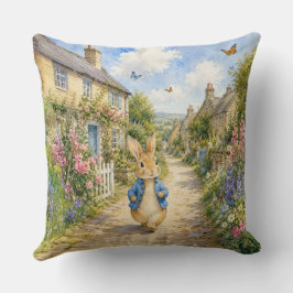 Klassischer Hase in englischer Kleinstadt Kissen