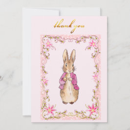 Klassischer Hase in rosa Jacke   Dankeskarte