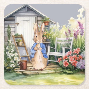 Klassischer Hase Kaninchen Gartenschuppen Rechteckiger Pappuntersetzer