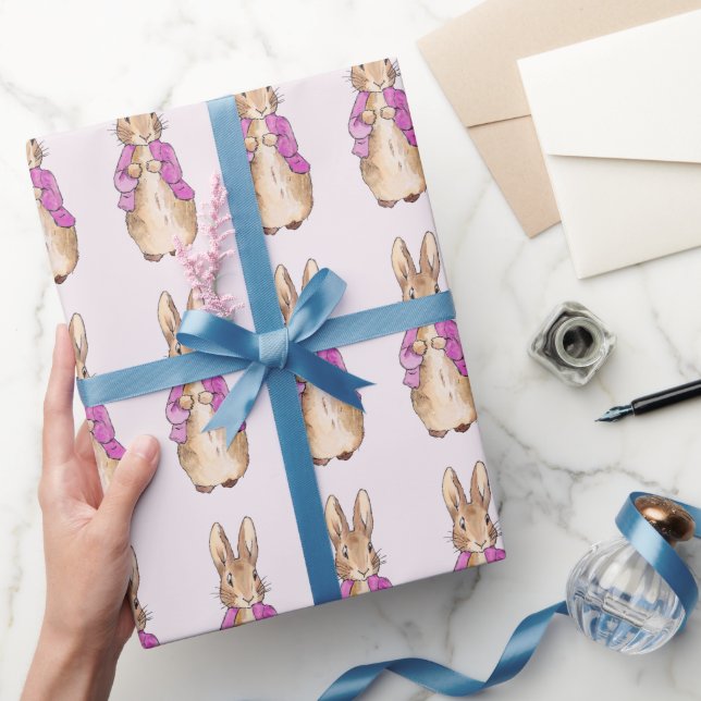 Klassischer Hase mit rosa Jacke Geschenkpapier (Schenken)