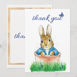 Klassischer Hase sitzt in einem Blumenkübel     Dankeskarte