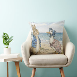Klassischer Hase und Teichente am Meer Kissen