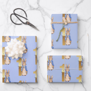 Klassischer Hase zum ersten Geburtstag Geschenkpapier Set