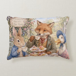 Klassischer Hasen-Enten-Fuchs-Nachmittags-Tee-Zeit Dekokissen