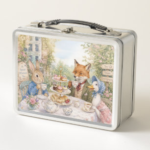 Klassischer Hasen-Enten-Fuchs-Nachmittags-Tee-Zeit Metall Brotdose