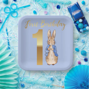 Klassischer Hasen-Hase Erster Geburtstag Pappteller